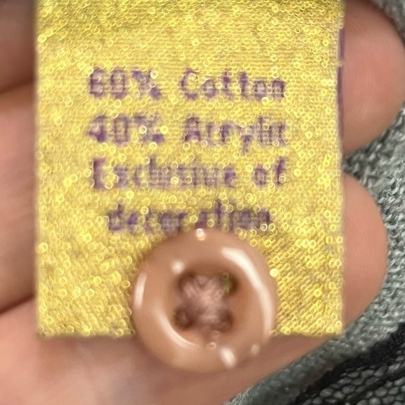 Princess Vera Wang Gray Button Cardigan Sweater Sz S Lace Hem Colorful Trim - Picture 9 of 16